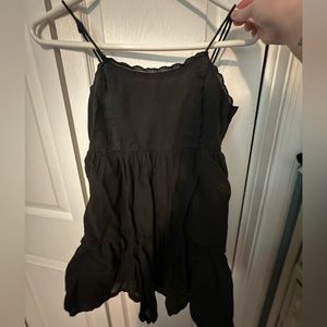 black ruffled flowy dress